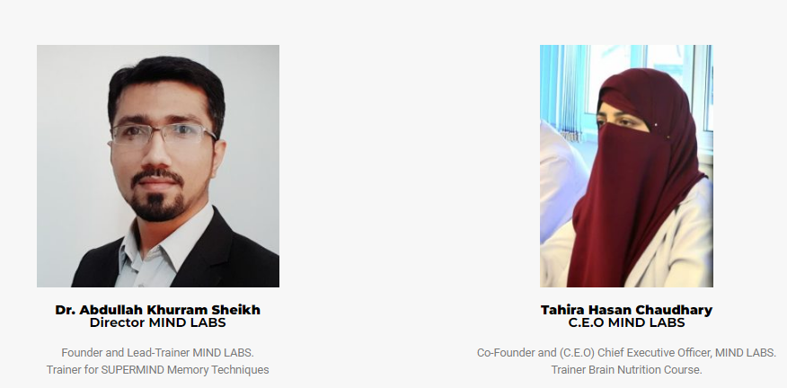 Abdullah Sheikh Founder MIND LABS, Tahira Hasan, Tahira Chaudhary CEO Mind Labs Brain Nutrition